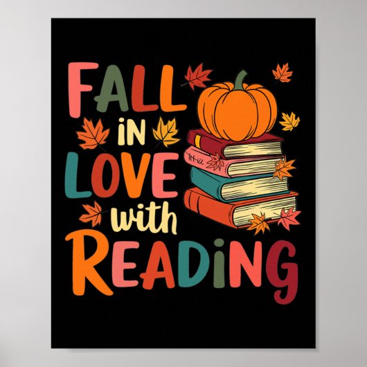 Poster Tomber Amoureux De La Lecture Automne Thanksgiving (Devant)