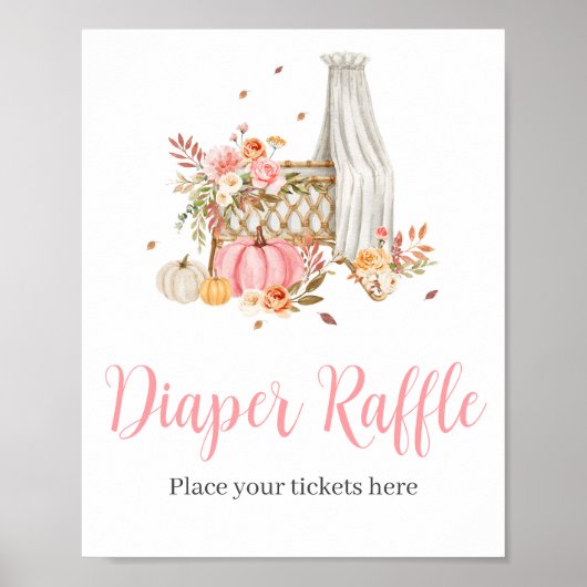 Poster Tomber dans l'amour Baby shower Citrouille rose (Devant)