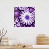 Poster Tomber dans l'amour Fleurs Abstraites et Coeurs Fr (Cuisine)