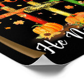 Poster Tomber Pour Jésus Il N'A Jamais Citrouille Feuille (Coin)