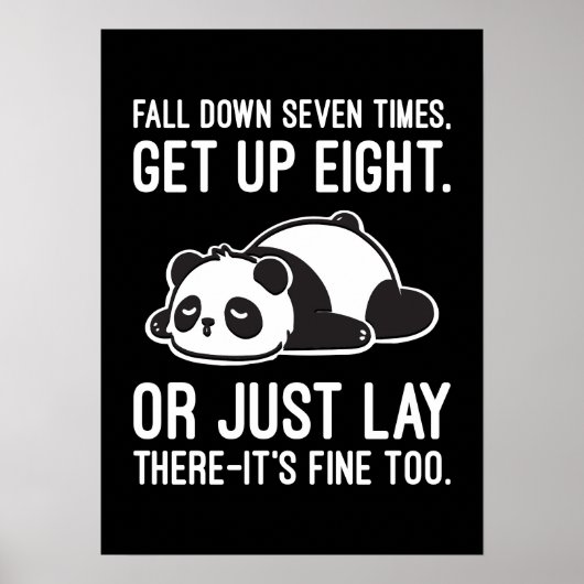 Poster Tomber Sept Fois, Se Lever Huit - Lazy Panda (Devant)