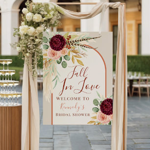 Poster Tombez Amoureux Bienvenue à la Baby Shower Florale