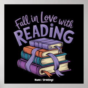Poster Tombez amoureux de la lecture de livres cosy, ambi