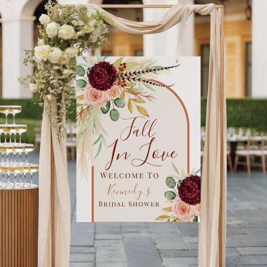 Poster Tombez amoureux Pampas Fleurs Robe de mariée Bienv