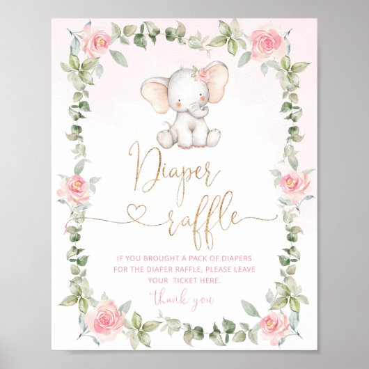 Poster tombole à couche d'éléphant rose (Devant)
