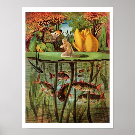 Poster Tommelise très désolé sur la feuille de lys d'eau, (Devant)