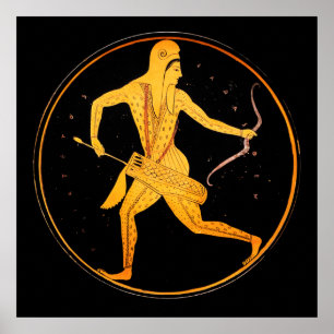 Poster Tondo Archer Scythe Grec Attique Figure Rouge