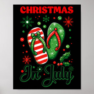 Poster Tongs de Noël en juillet Tongs Xmas Été
