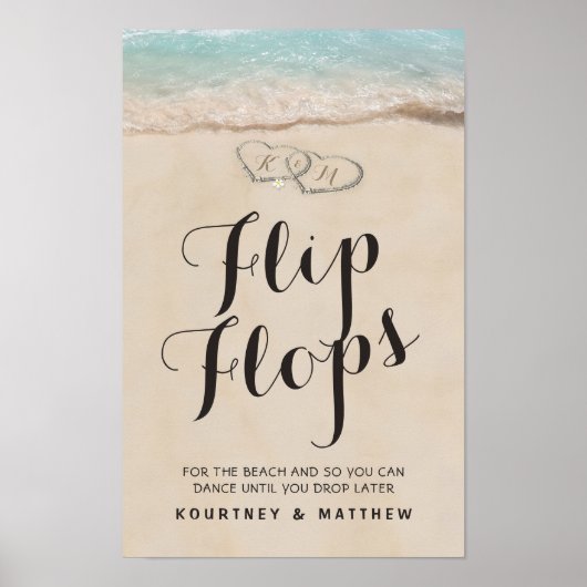 Poster Tongs de plage tropicales pour mariage (Devant)