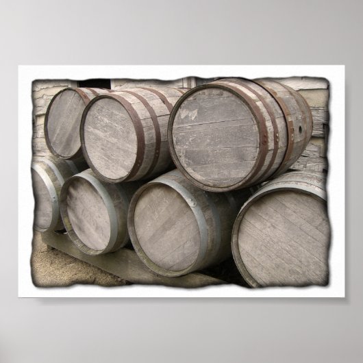 Poster Tonneaux en bois rustiques (Devant)