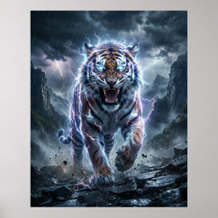 Poster Tonnerre Tigre Tempête Diviser