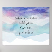 Poster tons bleu aquarelle art ajouter votre devis (Devant)