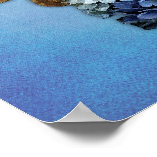 Poster Tons d'aquarelle bleu Hydrangeas Favorisent (Coin)