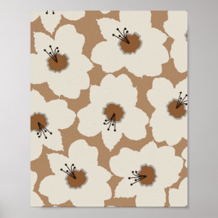 Poster Tons de Terre Floral Rétro
