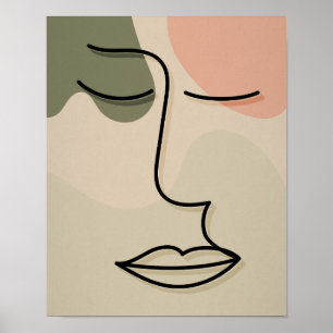 Poster Tons de visage Abstrait Muté Tons de terre Boho te