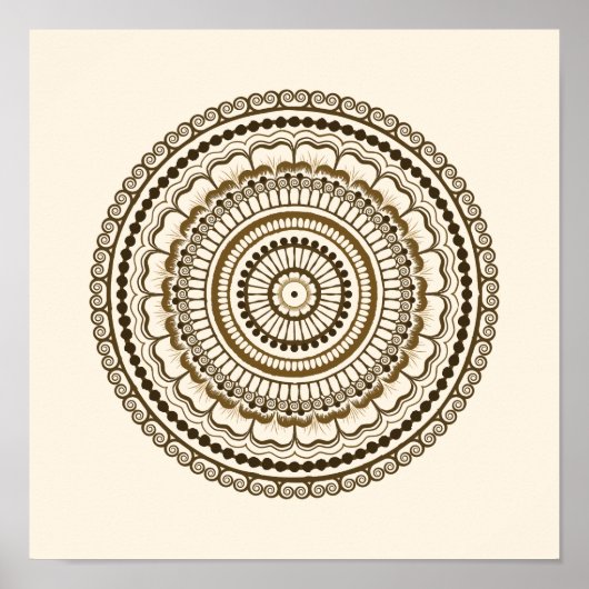 Poster Tons Terre Brown Henna Mandala (Devant)