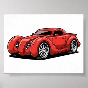 Poster Toon Hotrod Spirale Rouge Lava