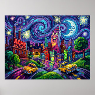 Poster Toontown Starry Night Acme Factory