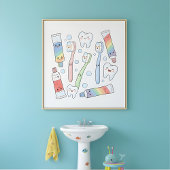 Poster Toothbrush Party Kids Bathroom Wall Art