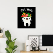 Poster Toothy Fruity Funny Dental Pun Dark BG (Bureau à domicile)