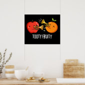 Poster Tooty Fruity Funny Fruit Musicien Pun Dark BG (Cuisine)
