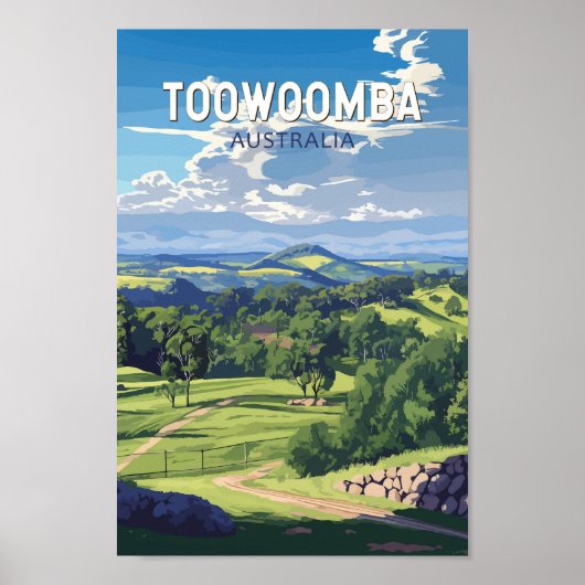 Poster Toowoomba Australia Travel Art Vintage (Devant)