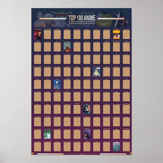 Poster Top 100 Anime à gratter 2021 (Devant)