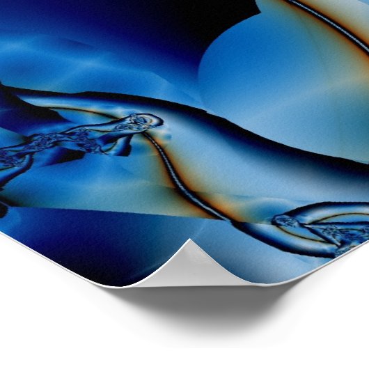 Poster Topaz | Art fractal bleu et blanc (Coin)