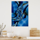 Poster Topaz | Art fractal bleu et blanc (Cuisine)