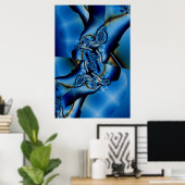 Poster Topaz | Art fractal bleu et blanc (Bureau à domicile)