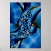 Poster Topaz | Art fractal bleu et blanc (Devant)