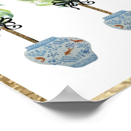 Poster Topiacés Bleu & Blanc Ginger Jar Art Imprimer Post (Coin)