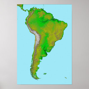 Poster Topographic view of South America