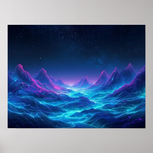 Poster Topographie éthérique : une odyssée synthwave néon (Devant)