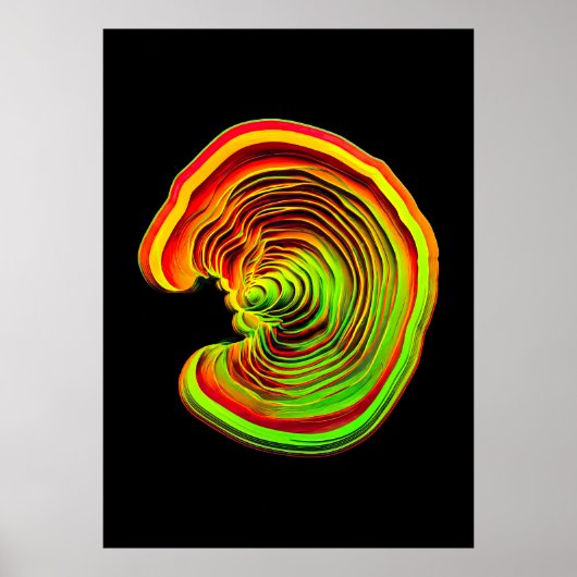 Poster Topographie thermique néon vibrante abstraite 3D (Devant)