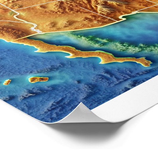 Poster topographique USA Map (Coin)