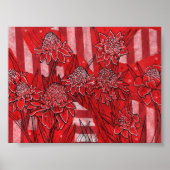Poster Torch Ginger Lily, Fleurs rouges Tropical Floral A (Devant)