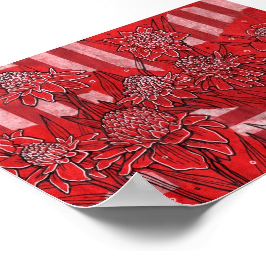 Poster Torch Ginger Lily, Fleurs rouges Tropical Floral A (Coin)
