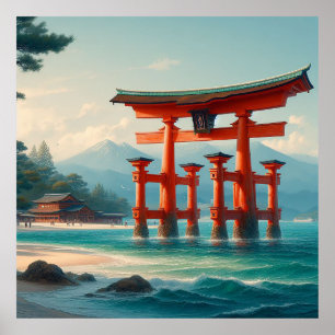 Poster Torii d'Itsukushima, sanctuaire d'Itsukushima, Miy