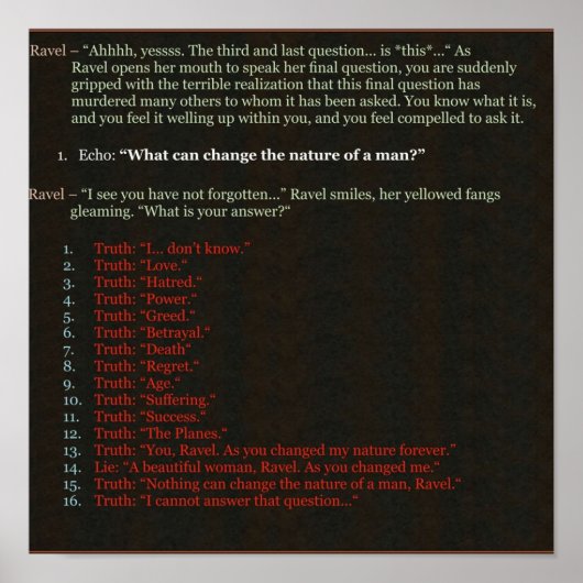 Poster Torment Planescape Qu'est-ce qui peut changer la n (Devant)