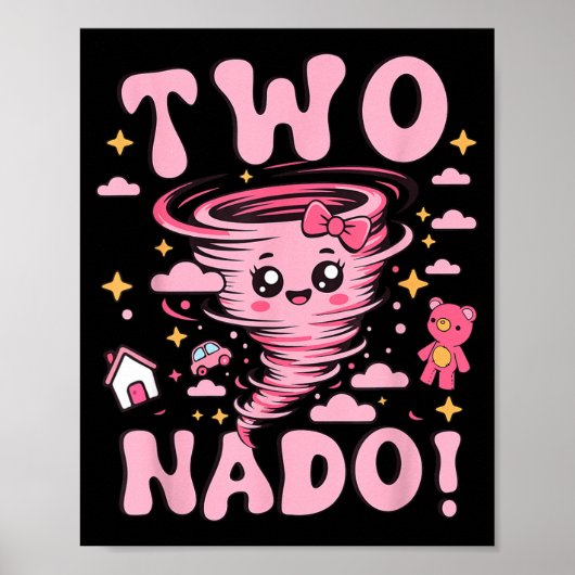 Poster Tornade 2 ans Fille Anniversaire Deux Nado 2e Anni (Devant)