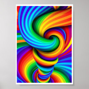 Poster Tornade Vortex Arc-en-Ciel Tordue - Illusion Optiq