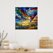 Poster Tornado coloré en verre tendu (Cuisine)