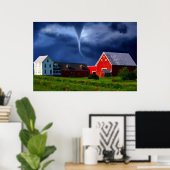 Poster Tornado Tempête de la grange rouge Extreme Météo (Bureau à domicile)
