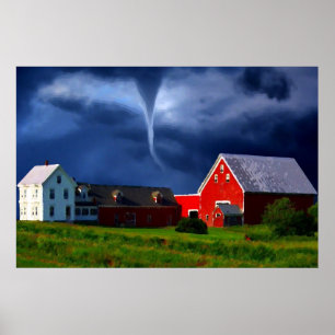 Poster Tornado Tempête de la grange rouge Extreme Météo