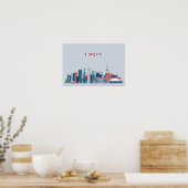 Poster Toronto, Canada | Skyline rouge, blanc et bleu (Cuisine)