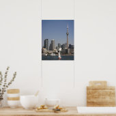 Poster Toronto Harbour Skyline avec Red Boat (Cuisine)