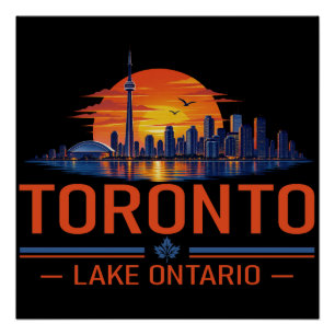 Poster Toronto Lac Ontario Coucher de Soleil Skyline Art
