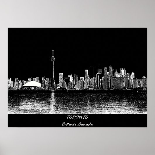Poster Toronto Ontario Canada Black Skyline Photo 188 (Devant)