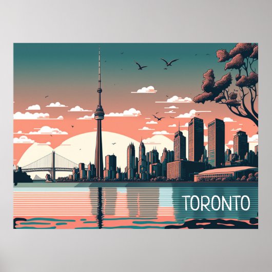 Poster Toronto Ontario Panorama Vue Cityscape (Devant)